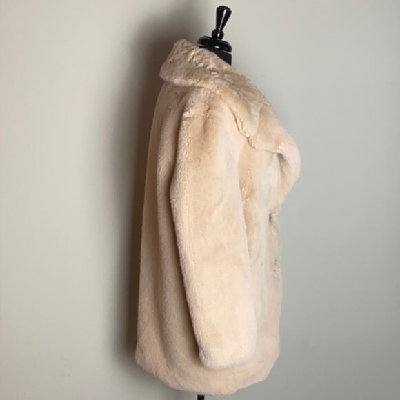 Zara Nude Blush Faux Fur Coat NWOT - Picture 4 of 6